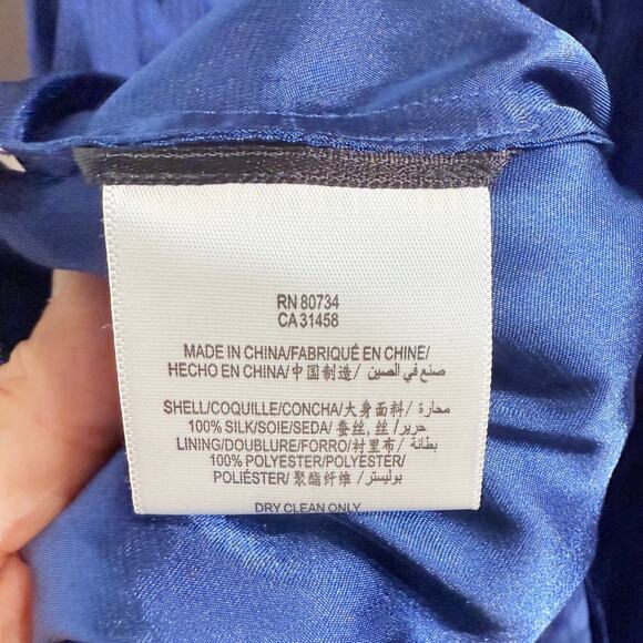 BCBGMaxazria Navy Silk Strapless Cocktail Midi Dress Sz 4 - Picture 6 of 11